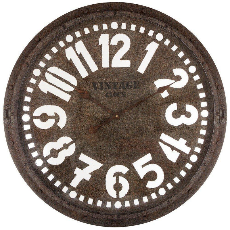 Zegar z dużymi cyframi na ścianę, Ø 68 cm, brązowy