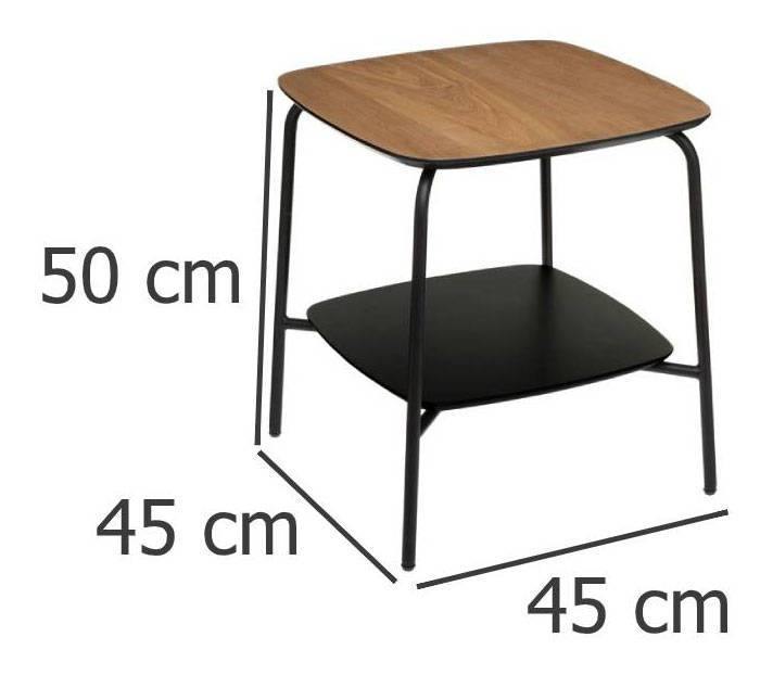 Stolik okazjonalny, salonowy AKITA, 2 poziomy, z drewnianym blatem