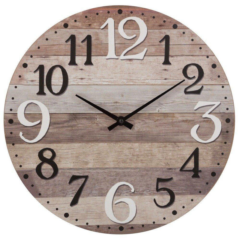 Zegar na ścianę z czytelnymi cyframi, Ø 38 cm, brązowy
