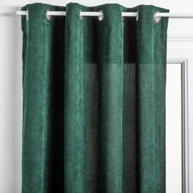 Zasłona okienna zaciemniająca na przelotkach, faktura sztruksu, 140 x 260 cm, kolor zielony
