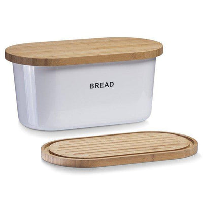 Biały chlebak BREAD z deską do krojenia, 2w1 - pojemnik na pieczywo ZELLER