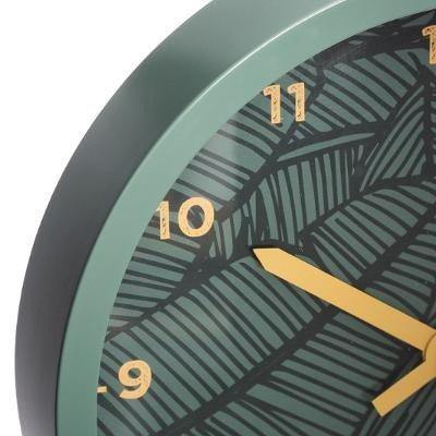 Zegar do pokoju dziecięcego, ścienny, wskazówkowy, zielony z motywem liści, Ø 22 cm