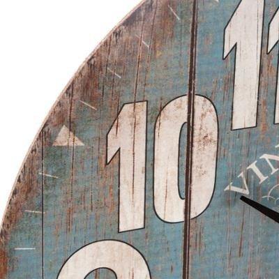Zegar na ścianę drewniany, zegar ścienny z czytelnymi cyframi, niebieski, Ø 38 cm