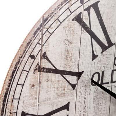 Zegar na ścianę drewniany z rzymskimi cyframi, zegar w starym stylu, biały, Ø 38 cm