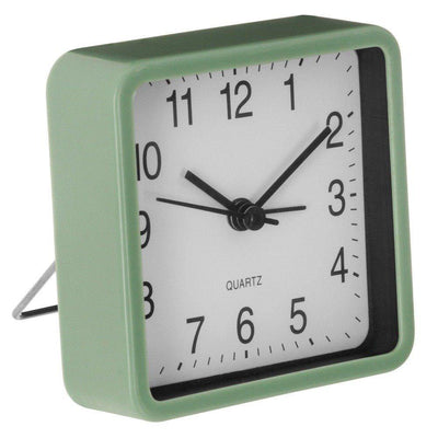Cichy zegar stołowy do sypialni, budzik z mechanizmem QUARTZ, kolor zielony