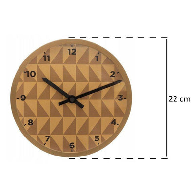 Zegar do pokoju dziecięcego, ścienny, wskazówkowy, żółty z motywem geometrycznym, Ø 22 cm