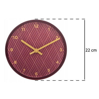 Zegar do pokoju dziecięcego, ścienny, wskazówkowy, czerwony z motywem geometrycznym, Ø 22 cm