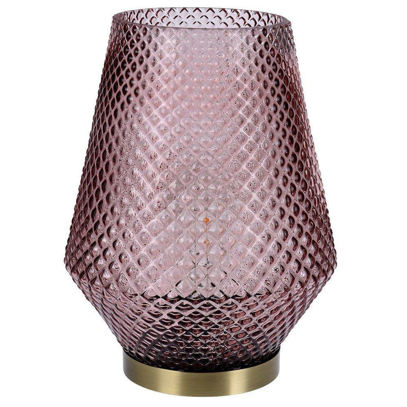 Lampa na komodę do salonu, stołowa, kolor różowy, 17 cm
