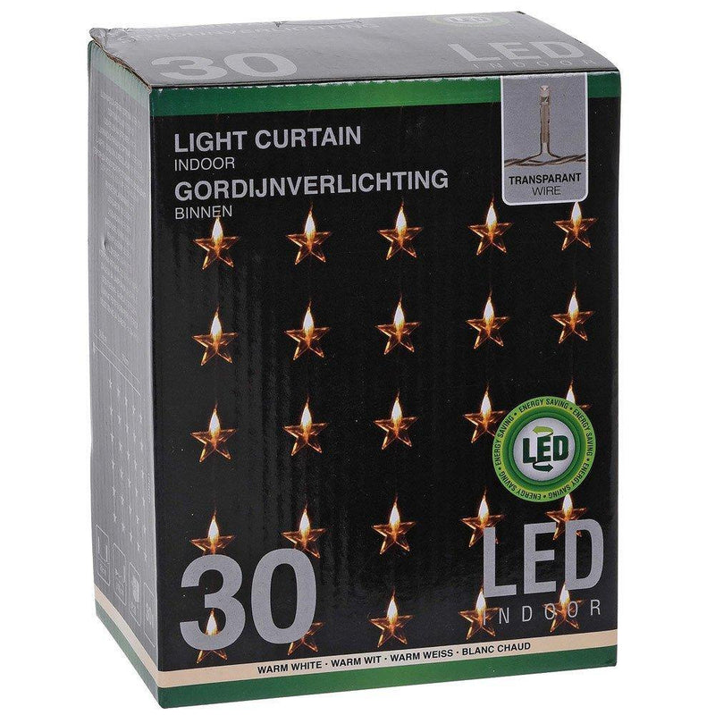 Kurtyna świetlna 30 LED, lampki z motywem gwiazdek
