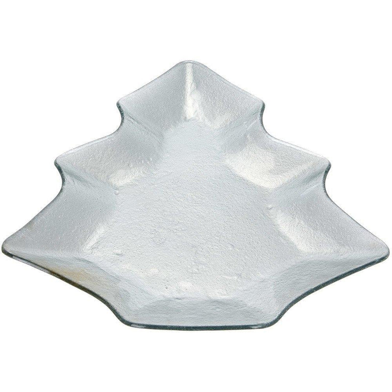 Patera szklana na ciasto, motyw choinki, kolor srebrny, 30 cm