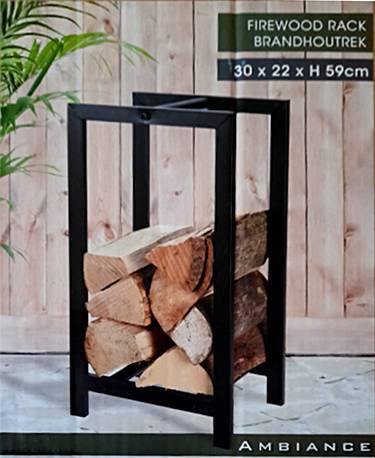 Stojak na drewno do kominka, metalowy, 59 x 30 x 22 cm