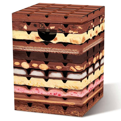 Taboret tekturowy, składany stołek, Chocolate, 32 x 32 x 44 cm, REMEMBER