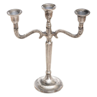 Świecznik 3-ramienny, aluminiowy stojak na świece, srebrny