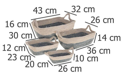Kosze dekoracyjne z rączkami, 4 rozmiary, trawa morska, prostokątne