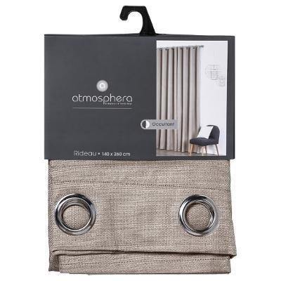 Zasłona gotowa ma przelotkach NATTE, 140 x 260 cm, kolor beżowy