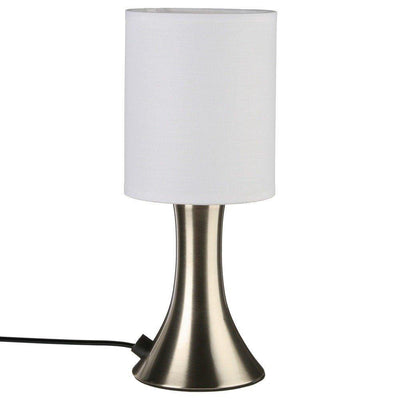 Lampa stołowa TOUCH z białym abażurem, 28 cm, metaliczna podstawa