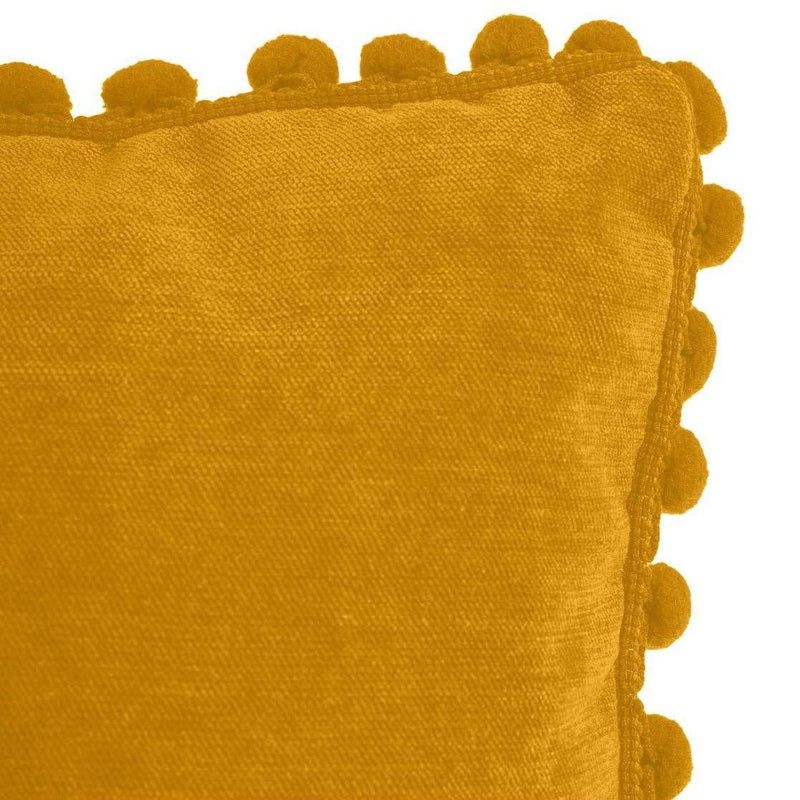 Poduszka dekoracyjna POMPONS, 40 x 40 cm, kolor żółty