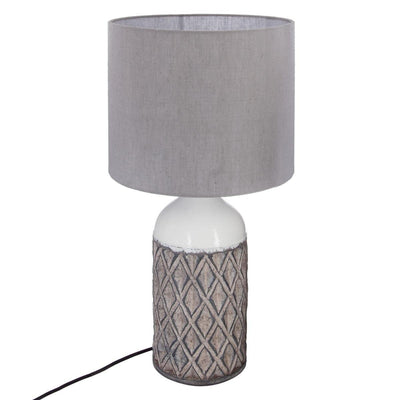 Lampa stołowa TERRA, ozdobna podstawa z terakoty, 58 cm