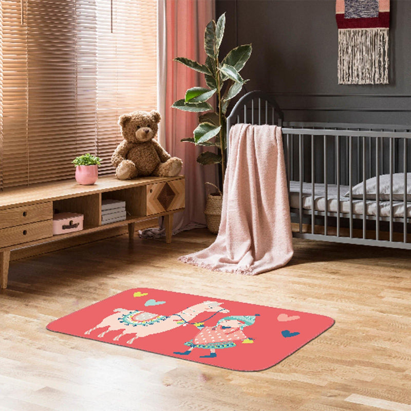 Dywan dla dzieci HAPPY LAMA, 45 x 75 cm, czerwony