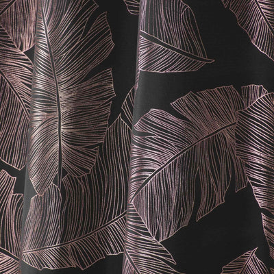Zasłona okienna VEGGY, 140 x 260 cm, brązowa z motywem liści