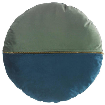 Poduszka dekoracyjna okrągła DELISA Ø 45 cm, zieleń i niebieski 