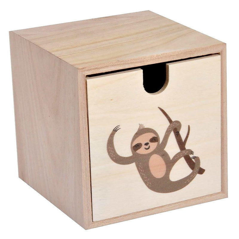 Pudełko drewniane dla dzieci HELLO JUNGLE, motyw Leniwca