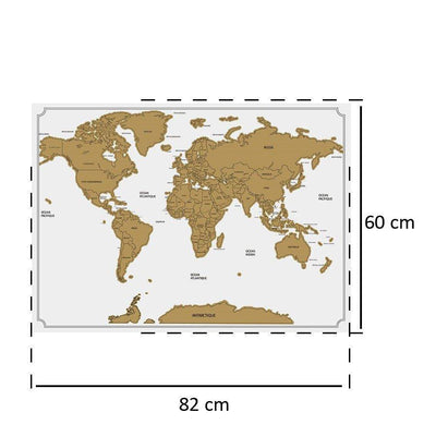 Mapa świata zdrapka, 60 x 82 cm, biała