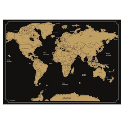 Mapa świata zdrapka, 60 x 82 cm, czarna