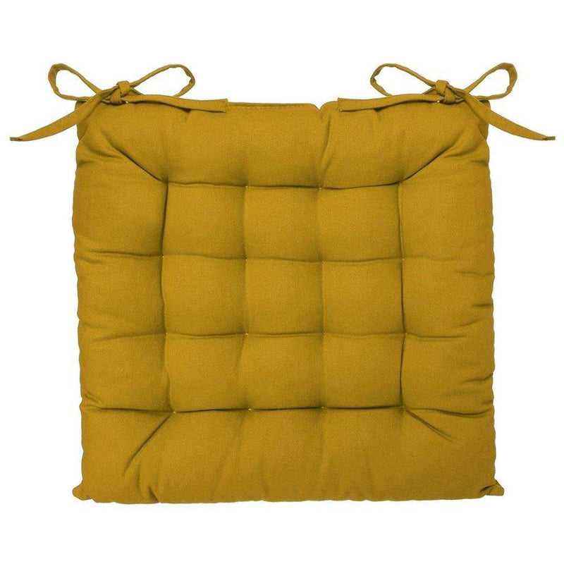 Poduszka na krzesło z wiązaniem, 37 x 37 cm, kolor żółty