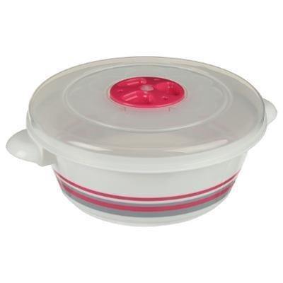 Pojemnik na żywność do mikrofalówki 1 L, okrągły, kolor różowy