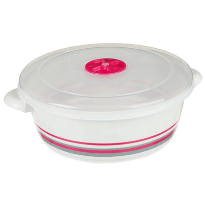 Pojemnik na żywność do mikrofalówki 2 L, okrągły, kolor różowy
