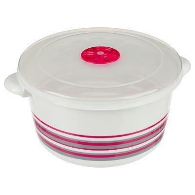 Pojemnik na żywność do mikrofalówki 3 L, okrągły, kolor różowy