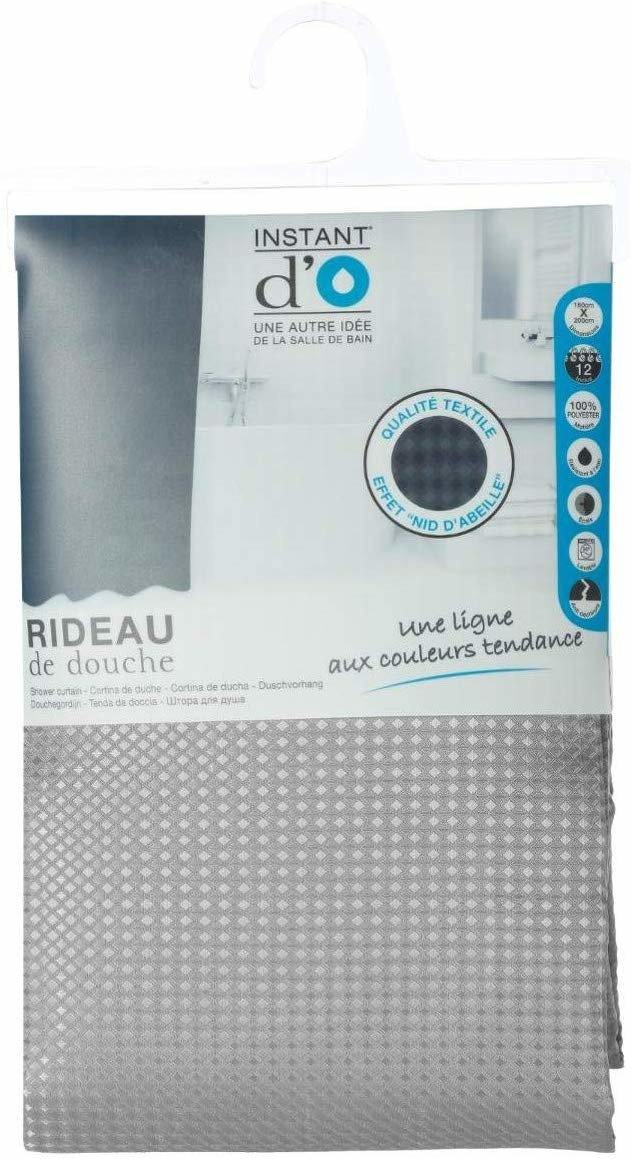 Zasłona prysznicowa ABELIE 180x200 cm, poliester, kolor szary