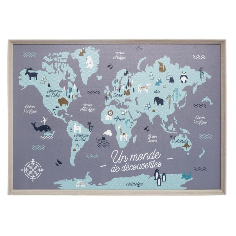 Mapa świata dla dzieci, dekoracja ścienna, 70x50 cm