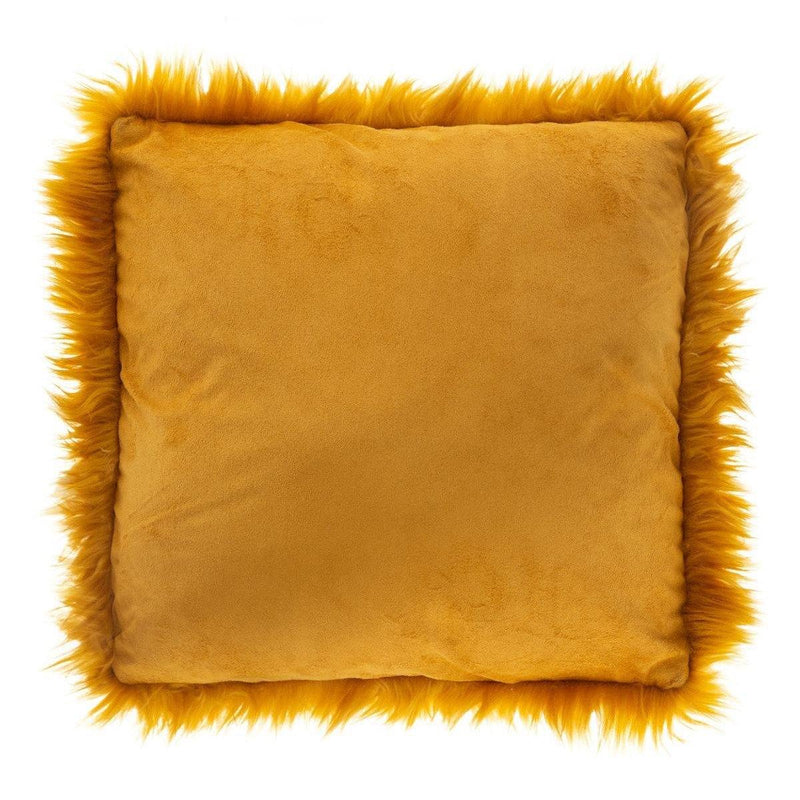 Poduszka dekoracyjna OSLO, sztuczne futro, 40 x 40 cm, kolor żółty