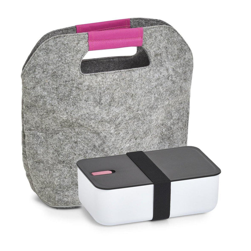 Lunchbox z przegródką, 19 x 12 x 6,5 cm, kolor biały + różowa wkładka, ZELLER