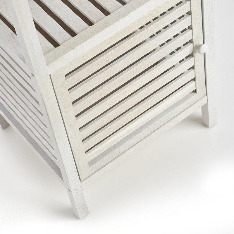Regał łazienkowy z szafką drewniany, 2 poziomy, kolor biały, ZELLER