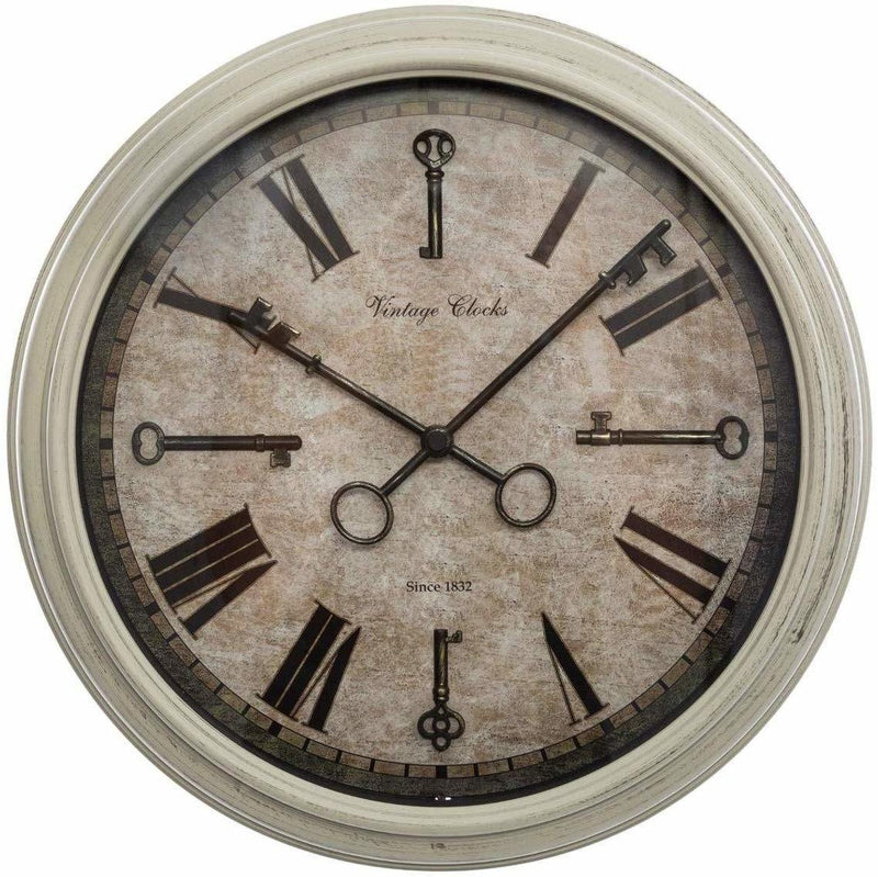 Zegar ścienny z rzymskimi cyframi i motywem kluczy, Ø 39 cm