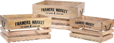 Zestaw skrzyń dekoracyjnych na owoce, 3 rozmiary w komplecie