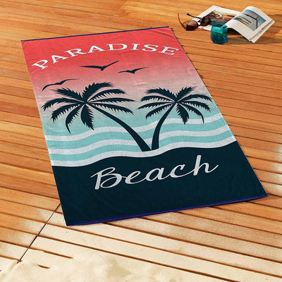 Ręcznik plażowy PARADISE, 70 x 150 cm, różowy z nadrukiem