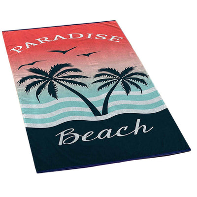 Ręcznik plażowy PARADISE, 70 x 150 cm, różowy z nadrukiem