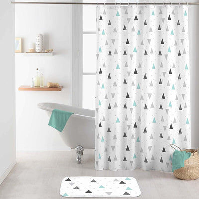 Zasłona prysznicowa MADDY, 180 x 200 cm, biała w trójkąty