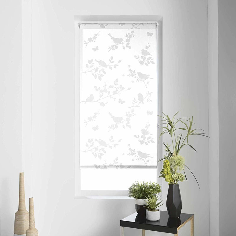 Roleta okienna JAPANESE, 60 x 180 cm, biała z motywem ptaków
