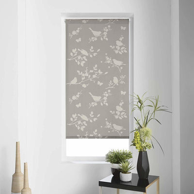 Roleta okienna JAPANESE, 60 x 180 cm, taupe z motywem ptaków
