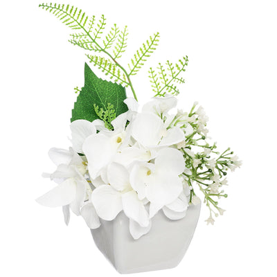 Kompozycja kwiatowa w donicy, 20 cm, hortensja, kolor biały