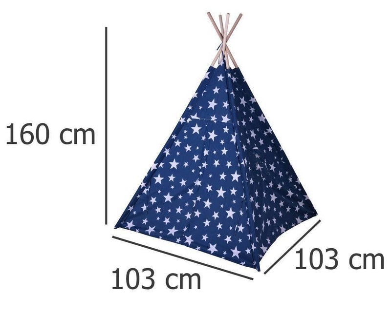 Namiot dla dzieci TIPI, 103x103x160 cm, kolor niebieski w gwiazki