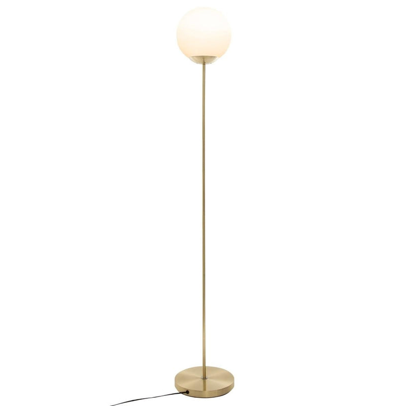 OUTLET Lampa stojąca z okrągłym kloszem, metalowa, kolor złoty, 134 cm