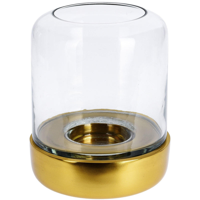 Lampion na świecę złoty, 23 cm, szklany