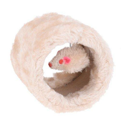 Tunel z myszką dla kota, 9 x 10 cm, beżowy