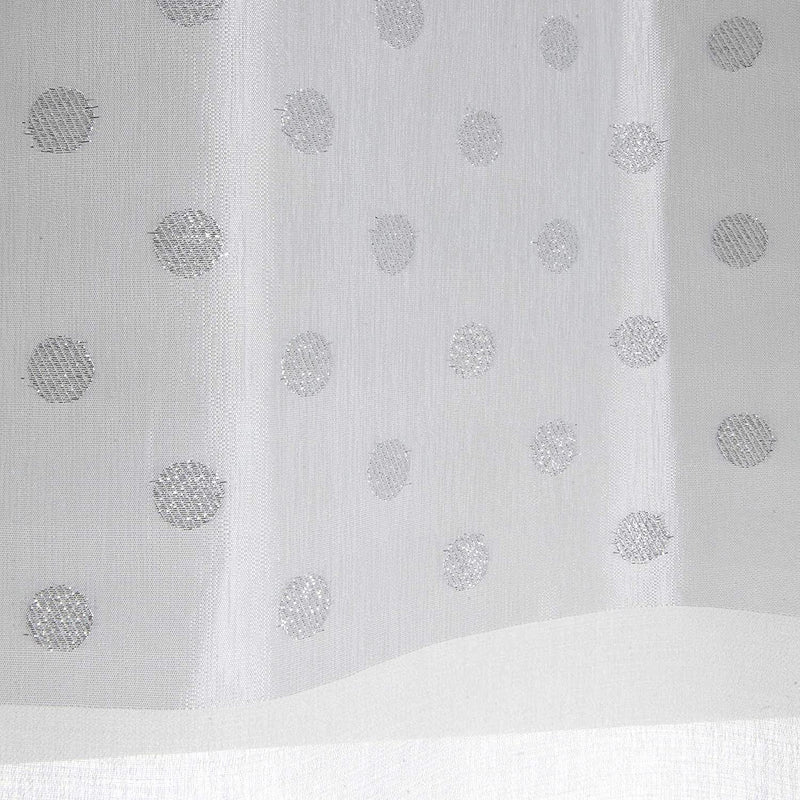 Firana okienna na przelotkach MINNIE, 140 x 240 cm, biała z szarym dekorem